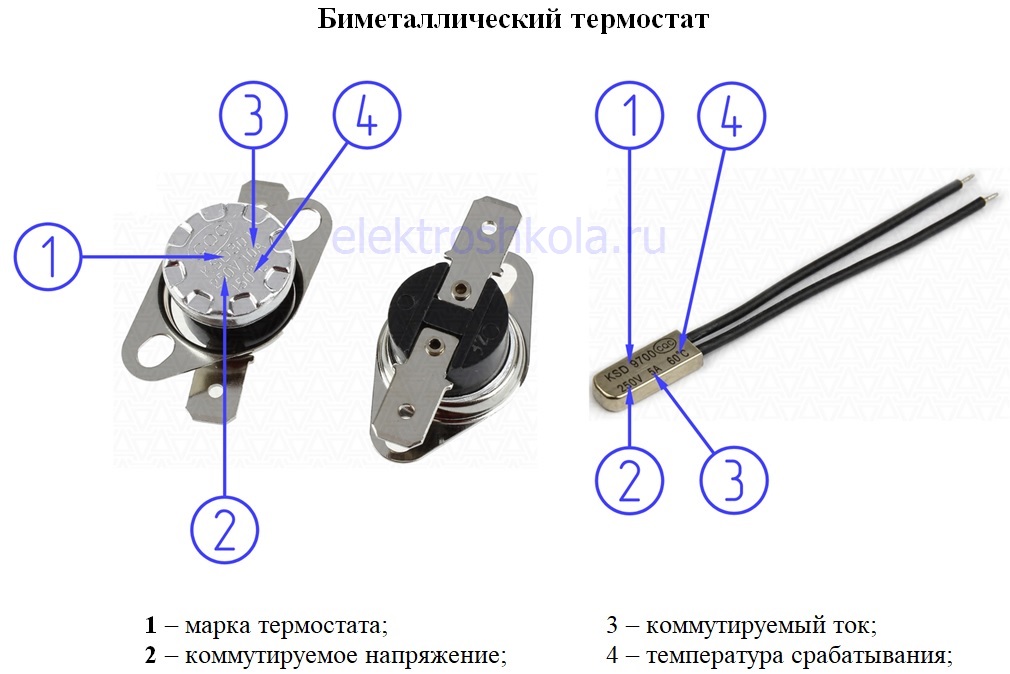 маркировка биметаллического термостата